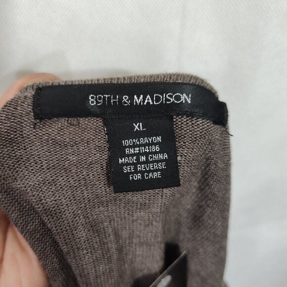 89th and Madison Brown Waterfall Open Front Cardigan Sweater Women Size XL NEW - Picture 4 of 6